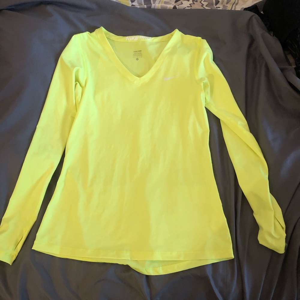Neon Yellow Nike Pro long sleeve